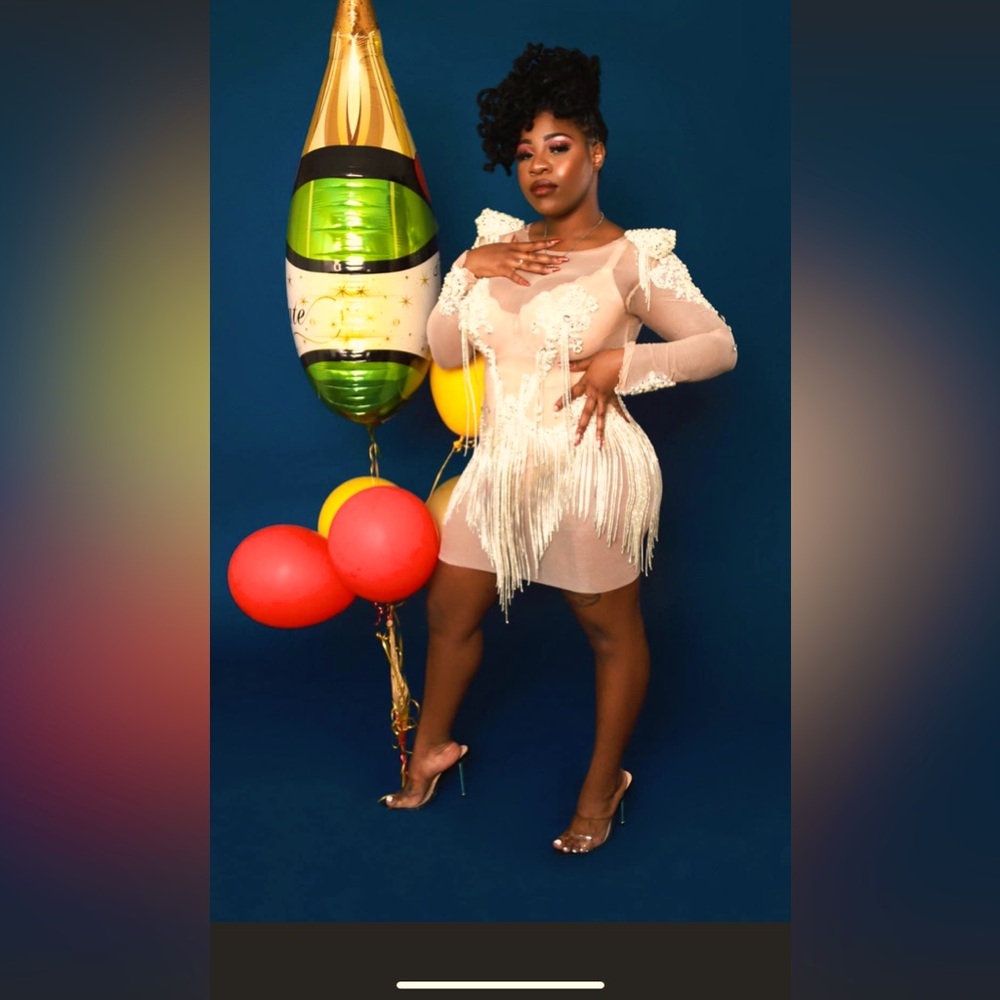 CUSTOM DRESS MESH STRETCHY MATERIAL CAN STRETCH TO A LARGE